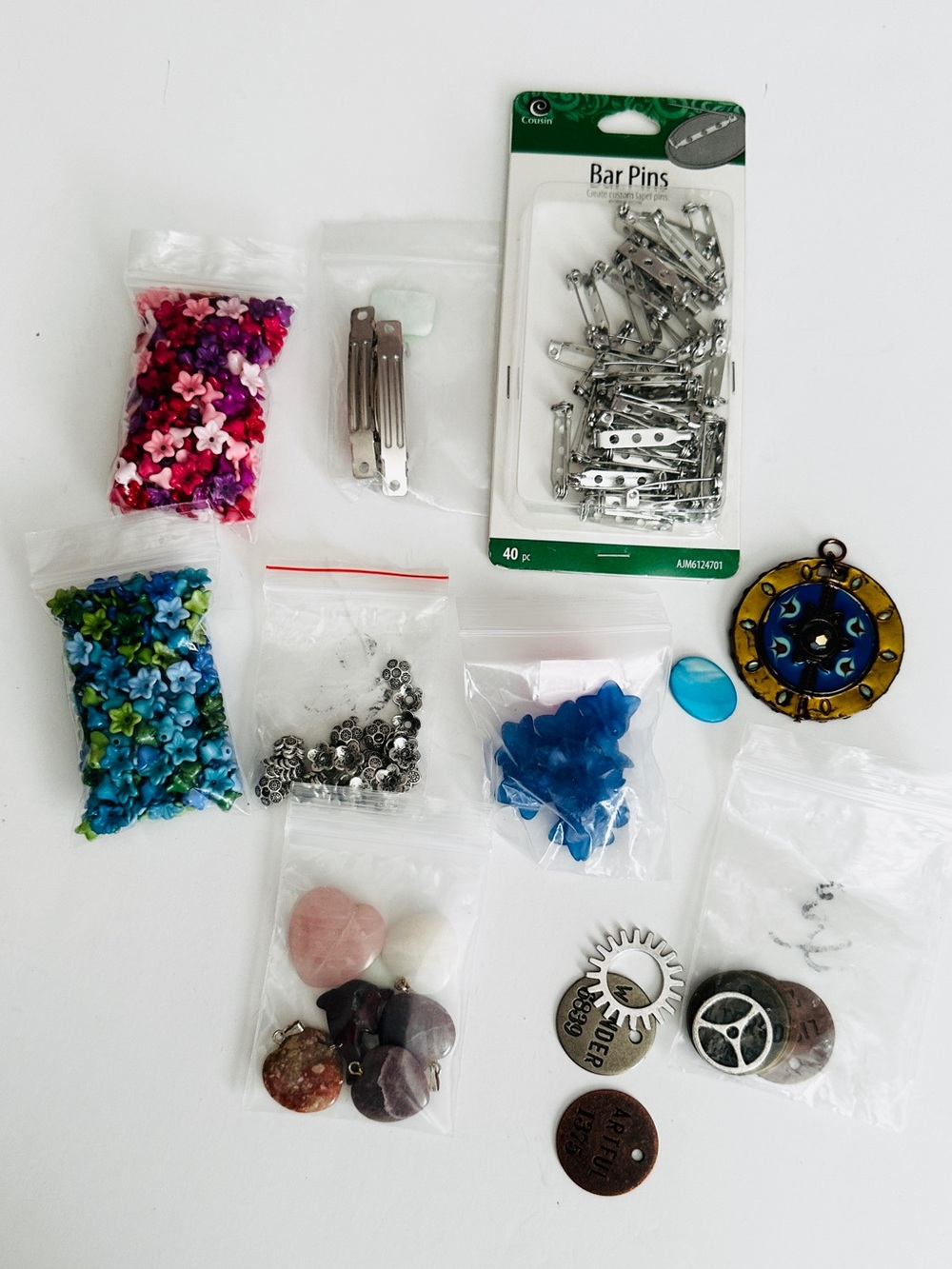 Lot #16 Mixed Jewelry Making Supply Lot - Blue, Pink, Purple Accents